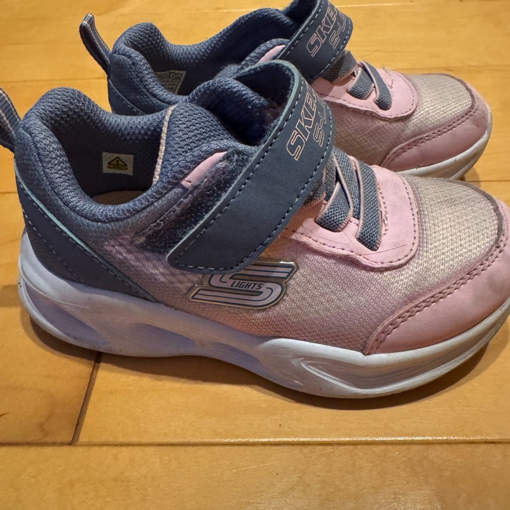 Skechers Kids' Pink and Gray Light-Up Sneakers